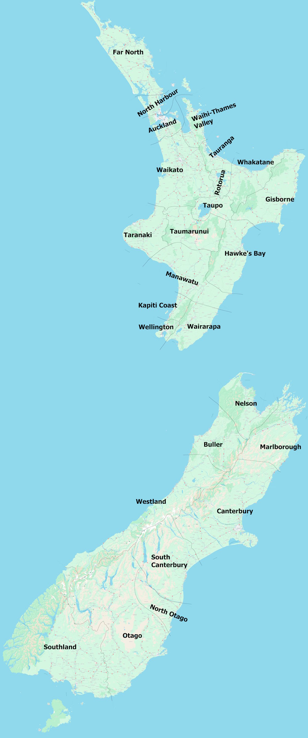 Map of New Zealand branches